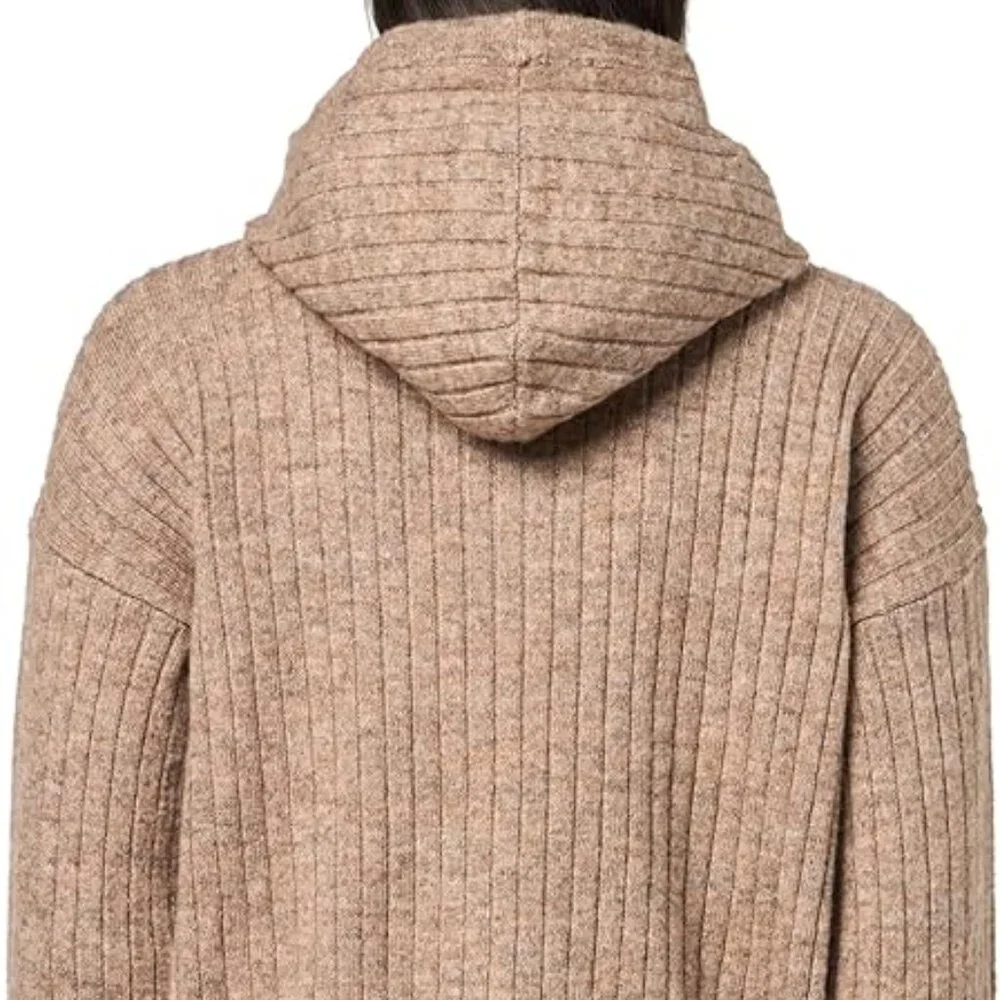Lucky Brand Women's Ribbed Knit Hooded Sweater in Deep Taupe/NWT/XS - Picture 4 of 15